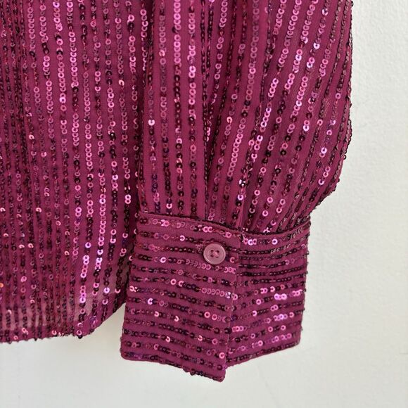 Anthropologie Pink The Remie Sequin Button Down Size Medium - Picture 4 of 11